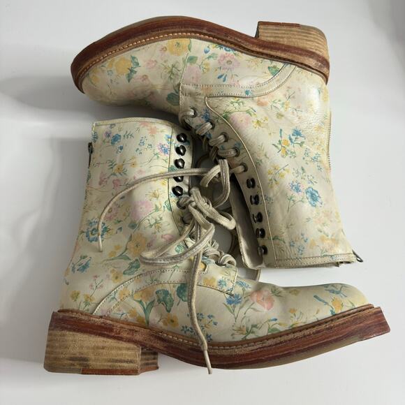 NWOT FREE PEOPLE Santa Fe Floral Lace Up Combat Boots 40 9 9.5 - Picture 5 of 9